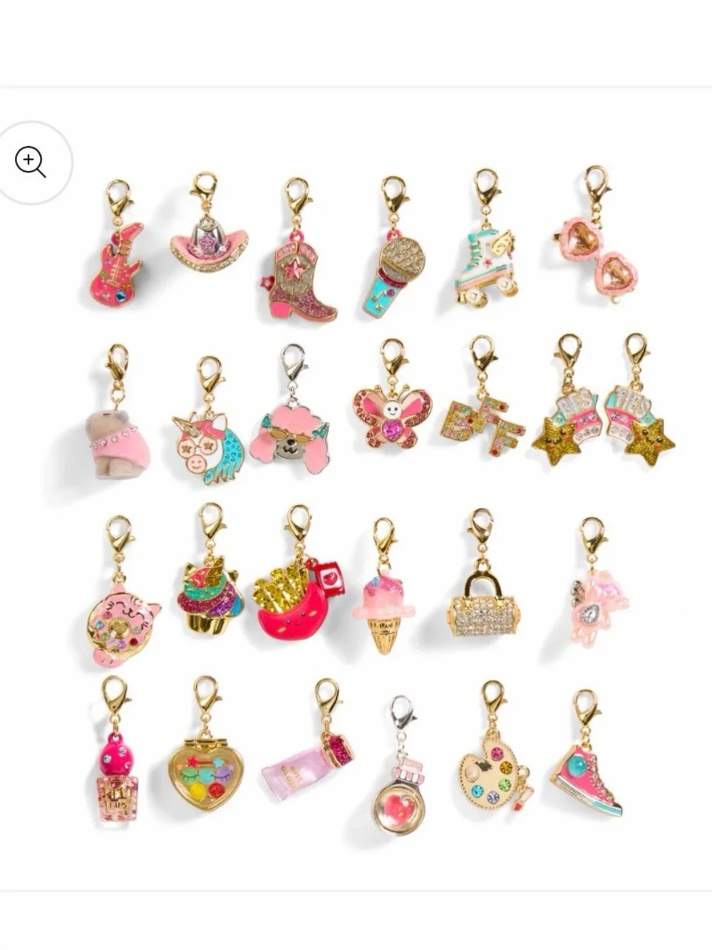 FAO Schwarz Gold-Tone Pink Heart Charm Earrings